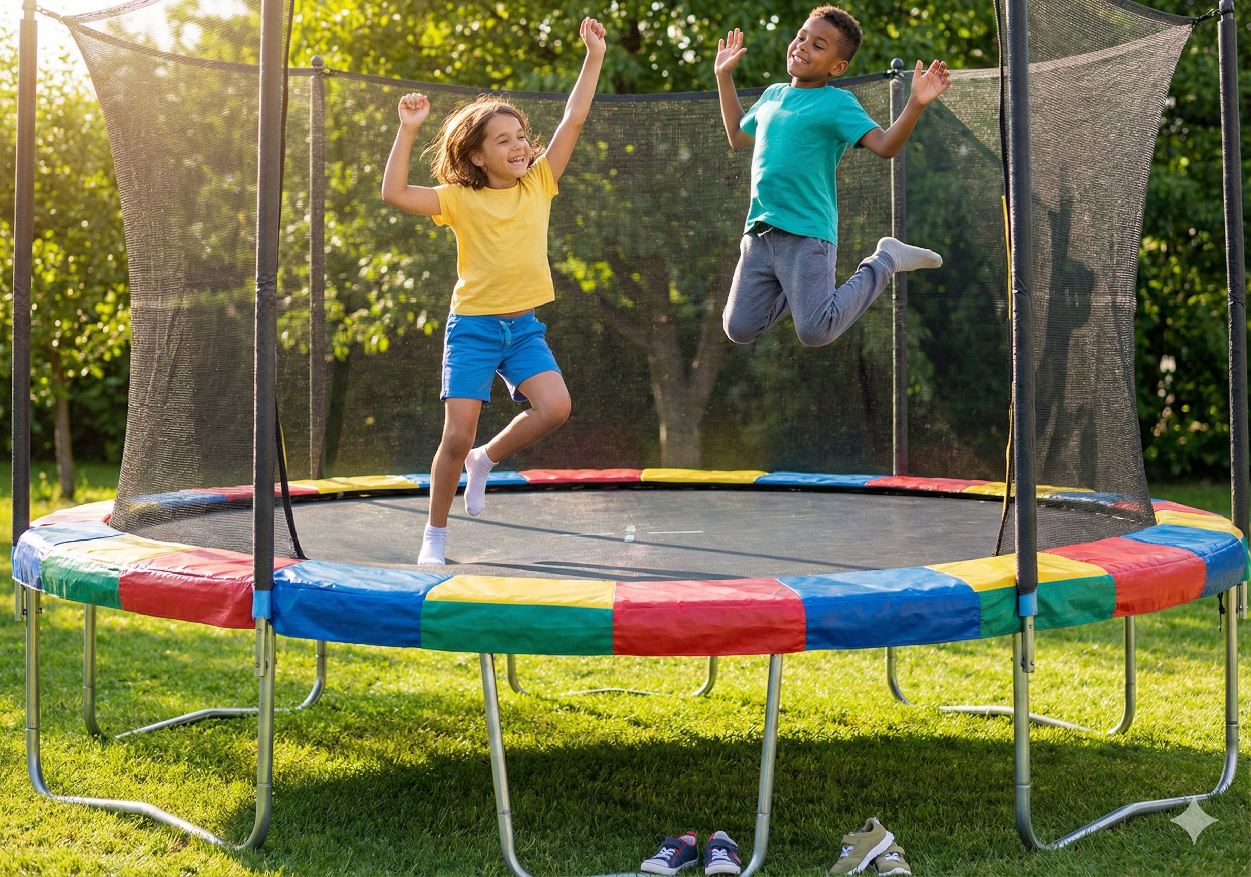 Crianças brincando no pula pula